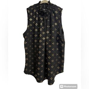 Elegant Black and Gold Sleeveless Top size Medium